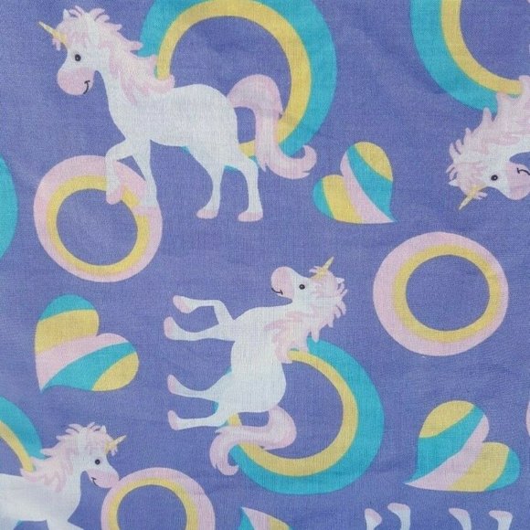 unknown Other - Purple Unicorn Rainbow Pony Fabric Rare 1/2 YD